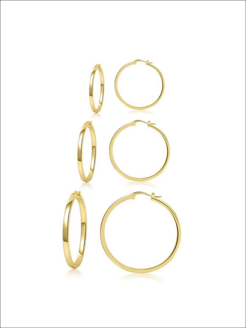 925 Sterling Silver Hoop Earrings Hypoallergenic 3 Pairs Set